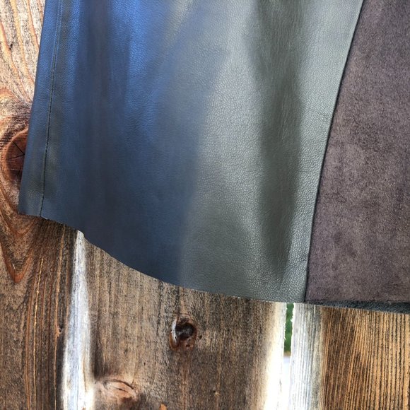 Catherine Malandrino Brown Faux Leather and Suede Skirt 12 - Picture 5 of 9